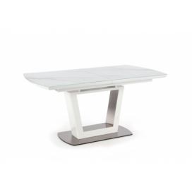 BLANCO Stůl rozkládací Deska Bílý mramor / Bílý, noha Bílý