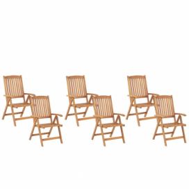 Sada 6 zahradních židlí z akátového dřeva JAVA
