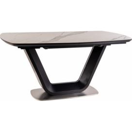 Jídelní stůl rozkládací 160x90 ARMANI ceramic bílý mramor/černý mat Mdum