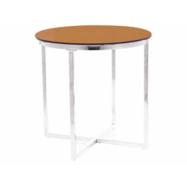 Konferenční stolek CRYSTAL B kouřové jantarové sklo/Stříbrný FI 55