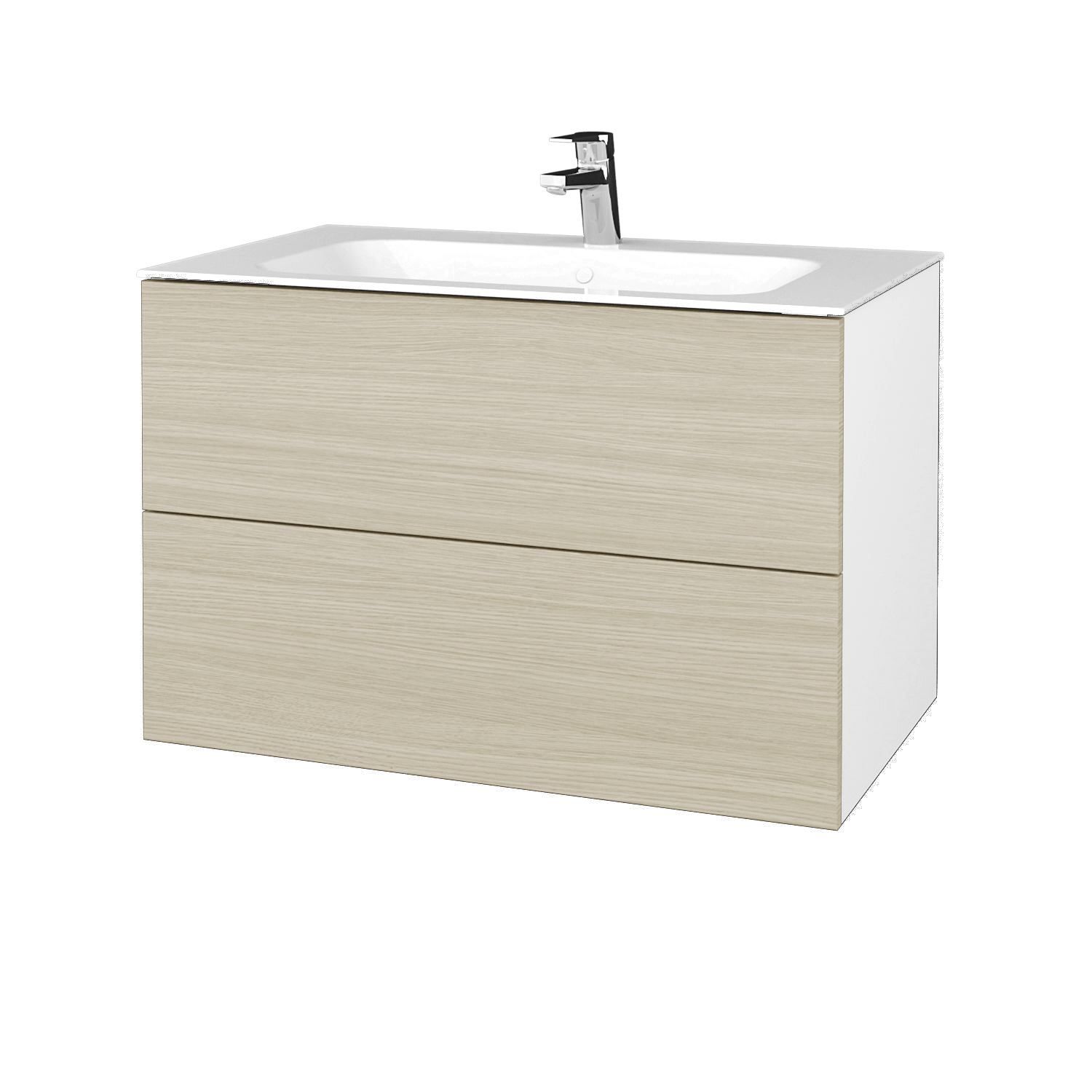 Dřevojas Koupelnová skříňka VARIANTE SZZ2 80 pro umyvadlo Finion - N01 Bílá lesk / N07 Stone - Dřevojas