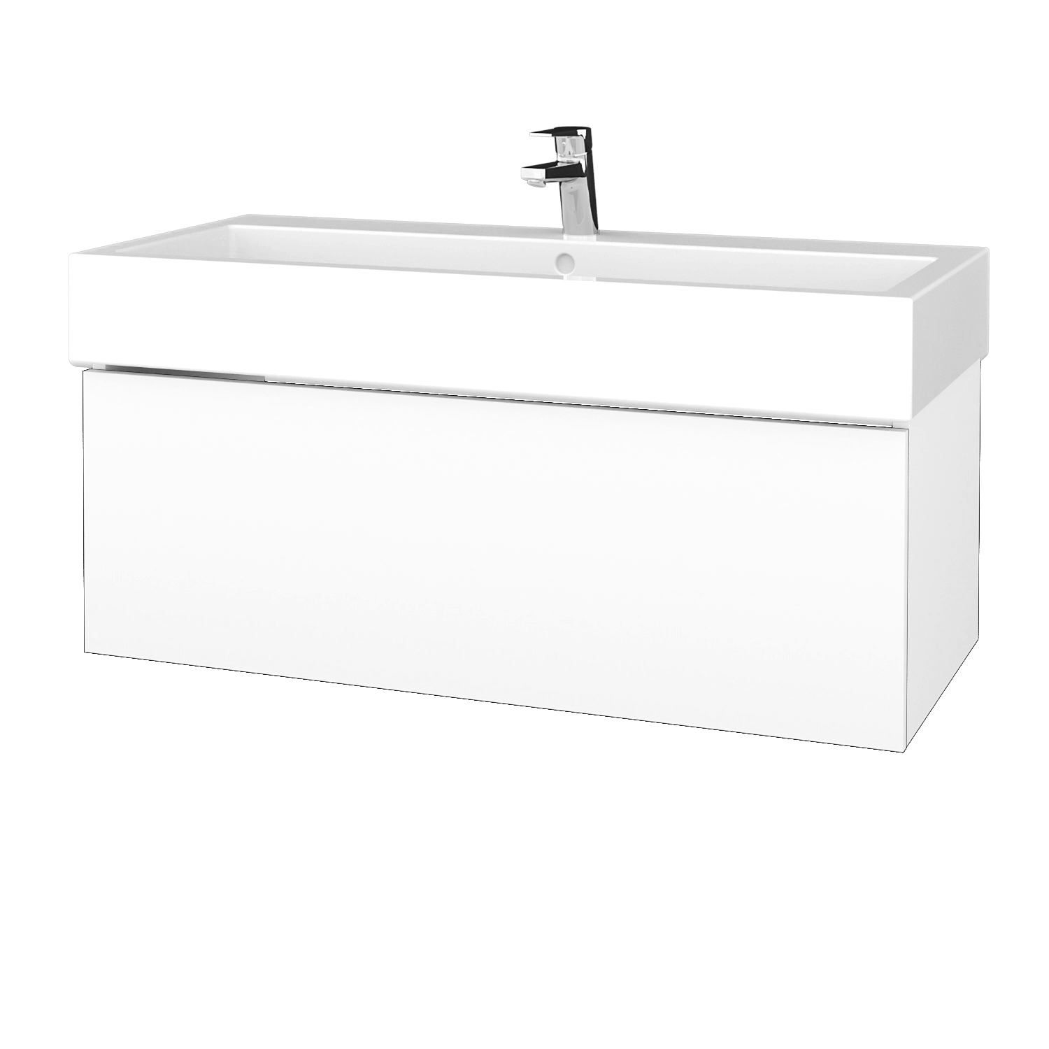 Dřevojas Koupelnová skříňka VARIANTE SZZ 100 pro umyvadlo Duravit Vero - M01 Bílá mat / M01 Bílá mat - Dřevojas