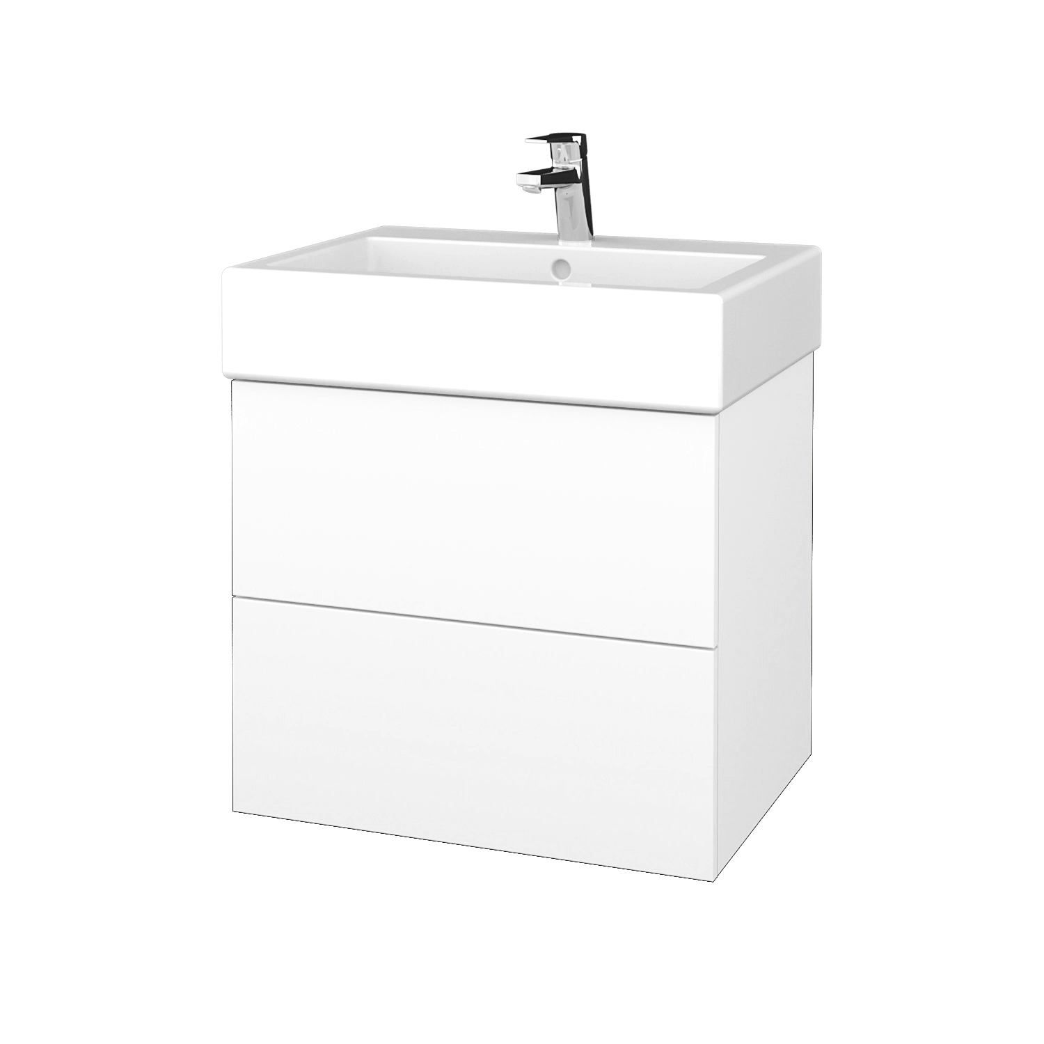 Dřevojas Koupelnová skříňka VARIANTE SZZ2 60 pro umyvadlo Duravit Vero - M01 Bílá mat / M01 Bílá mat - Dřevojas