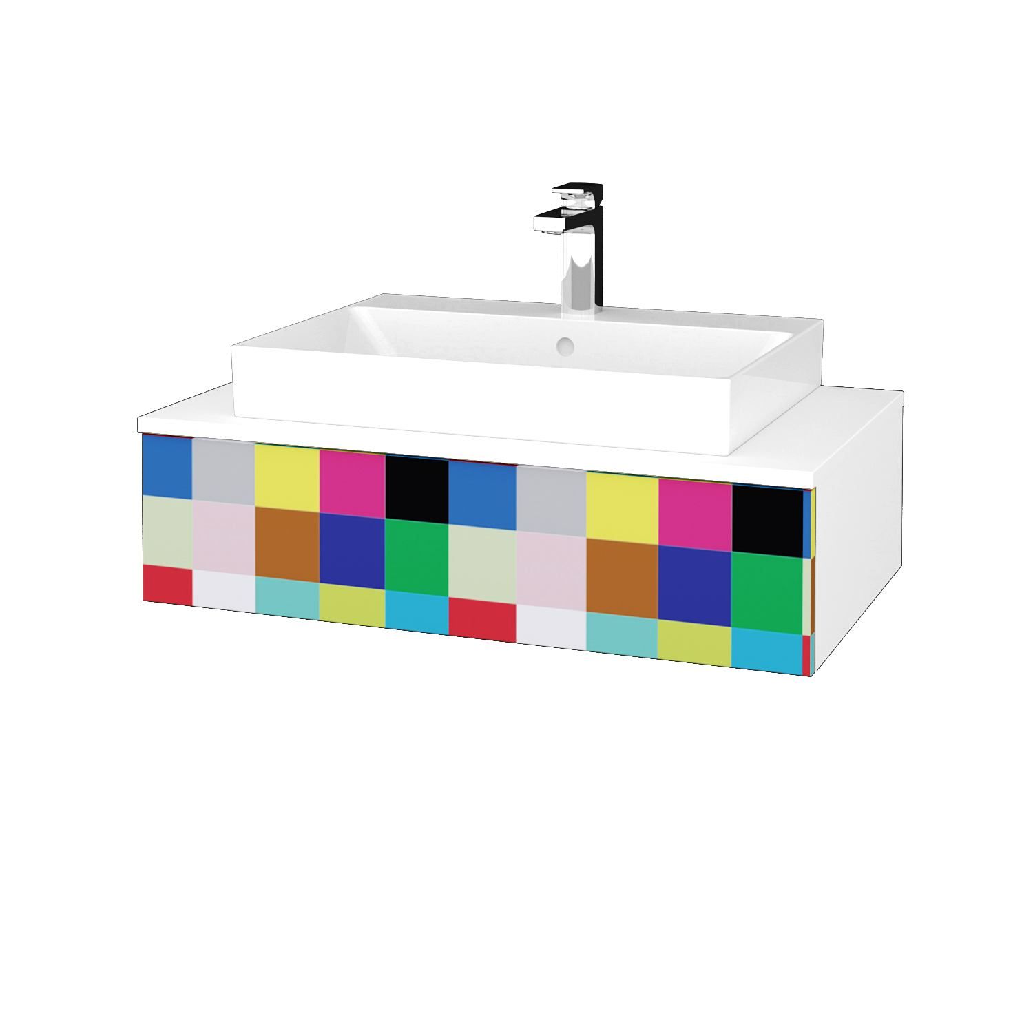 Dřevojas Koupelnová skříňka MODULE SZZ 80 umyvadlo Glance - N01 Bílá lesk / IND Individual - Dřevojas