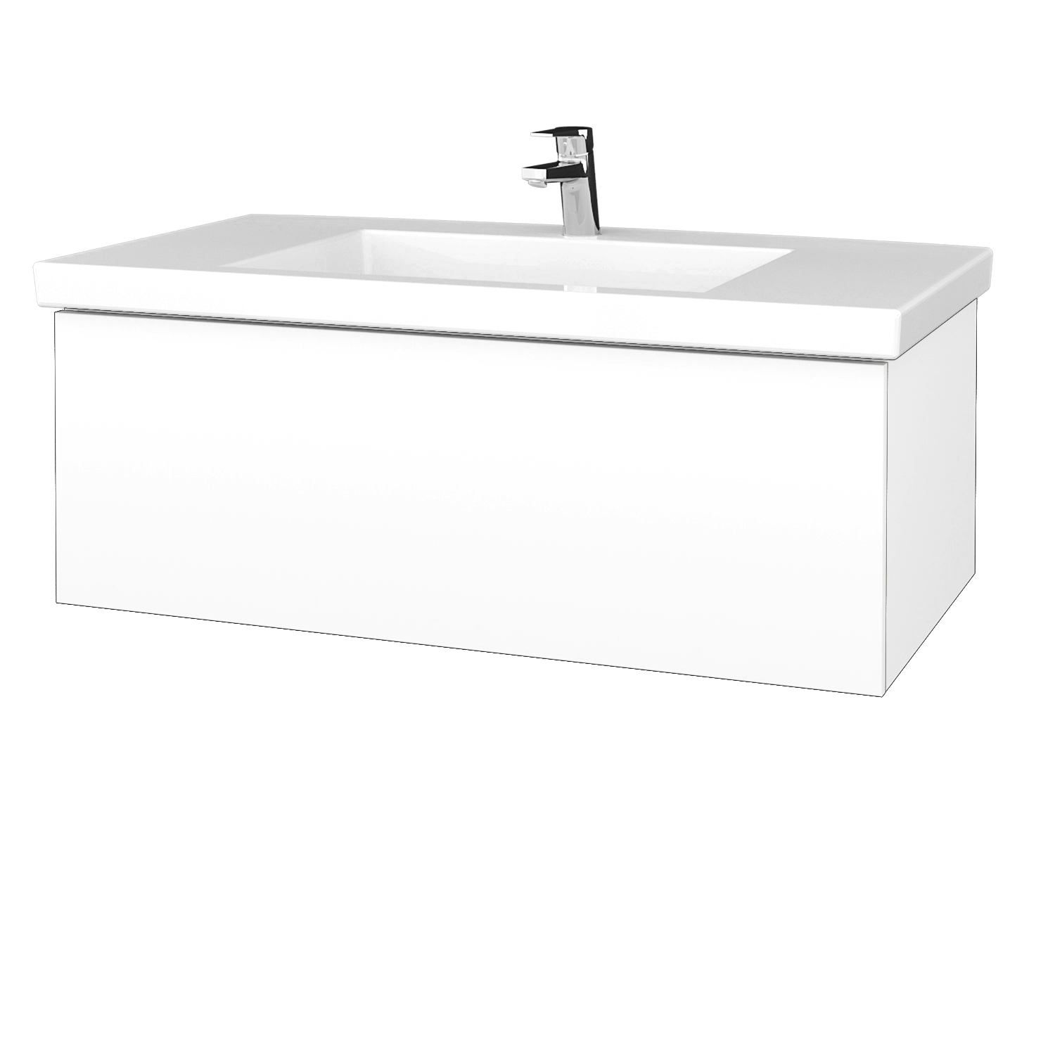 Dřevojas Koupelnová skříňka VARIANTE SZZ 100 pro umyvadlo Metric - M01 Bílá mat / M01 Bílá mat - Dřevojas