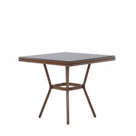 Zahradní stůl hliníkový 80 x 80 cm černý/tmavé dřevo CASPRI