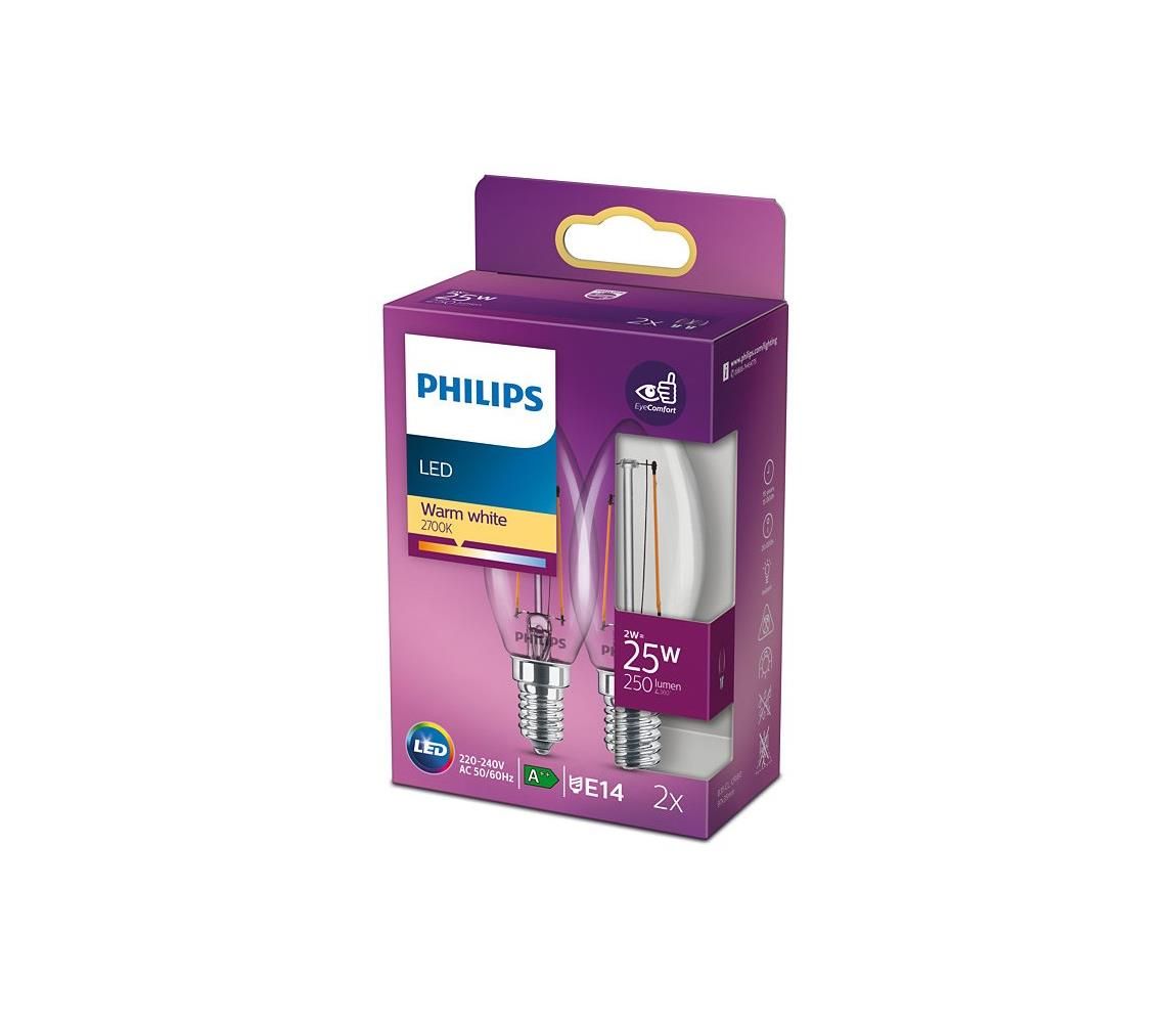 Philips SADA 2x LED Žárovka VINTAGE Philips E14/2W/230V 2700K  -  Svět-svítidel.cz