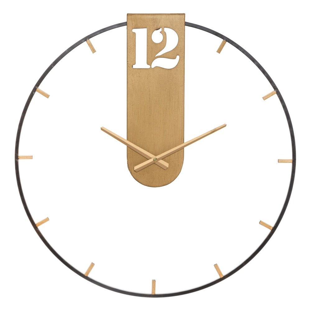 Černé nástěnné hodiny s detaily ve zlaté barvě Mauro Ferretti Goldy, ø 60 cm - Bonami.cz