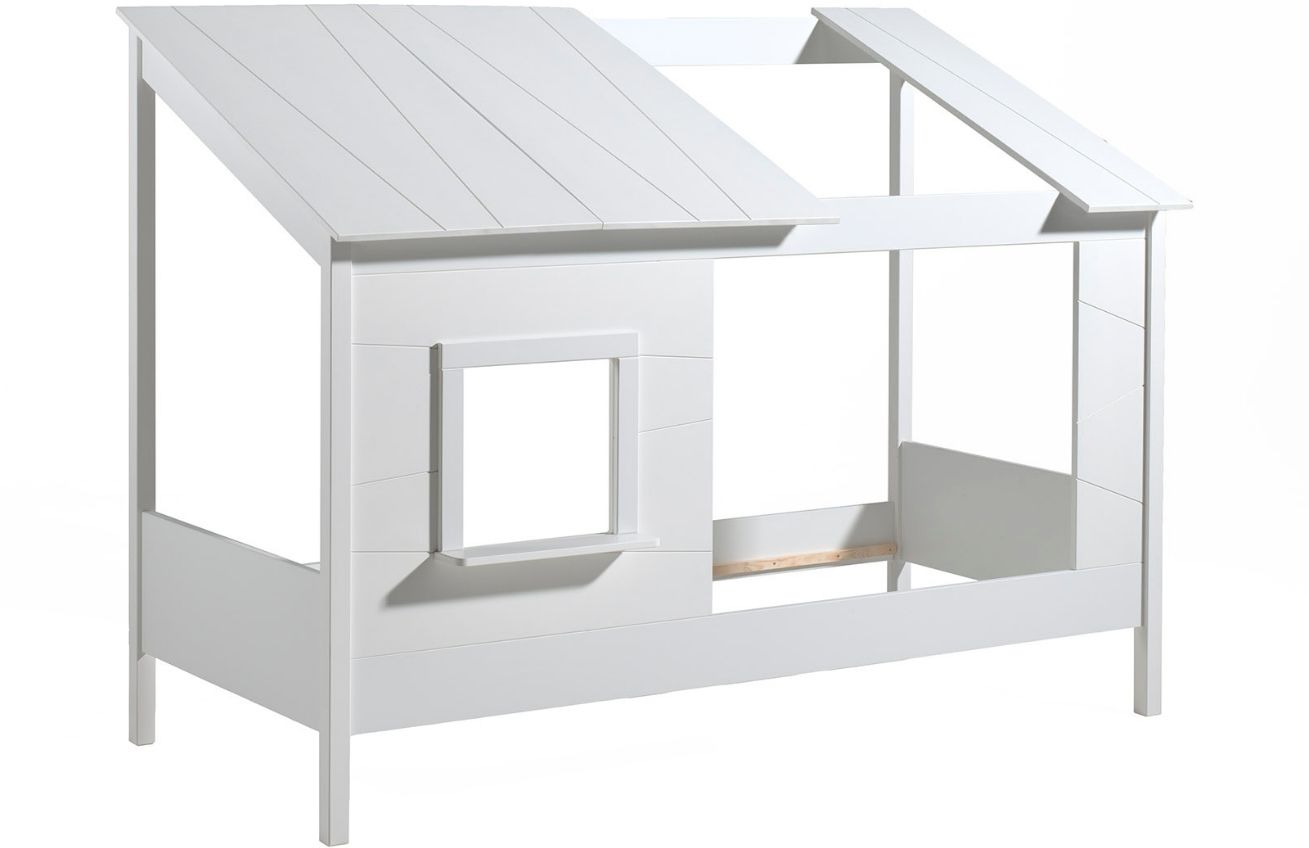 Bílá dřevěná dětská postel Vipack Housebed 90 x 200 cm s otevřenou střechou - Designovynabytek.cz