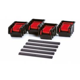 Prosperplast Sada úložných boxů s lištou na zeď SETRUK 58 x 23,5 x 13 cm černo-červená