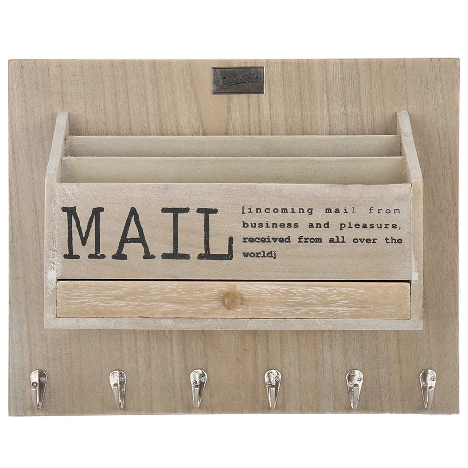 Přírodní box na poštu na zeď s nápisem Mail -  38*30*11 cm Collectione - LaHome - vintage dekorace