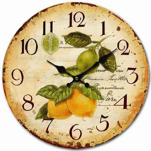 Dřevěné nástěnné hodiny Vintage lemons, pr. 34 cm - 4home.cz