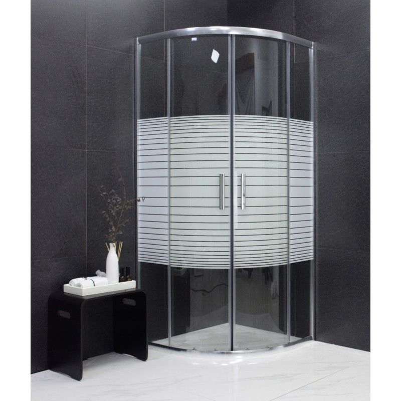 Sprchová kabina MEXEN RIO transparentní/proužky, 90x90 cm - Houseland.cz