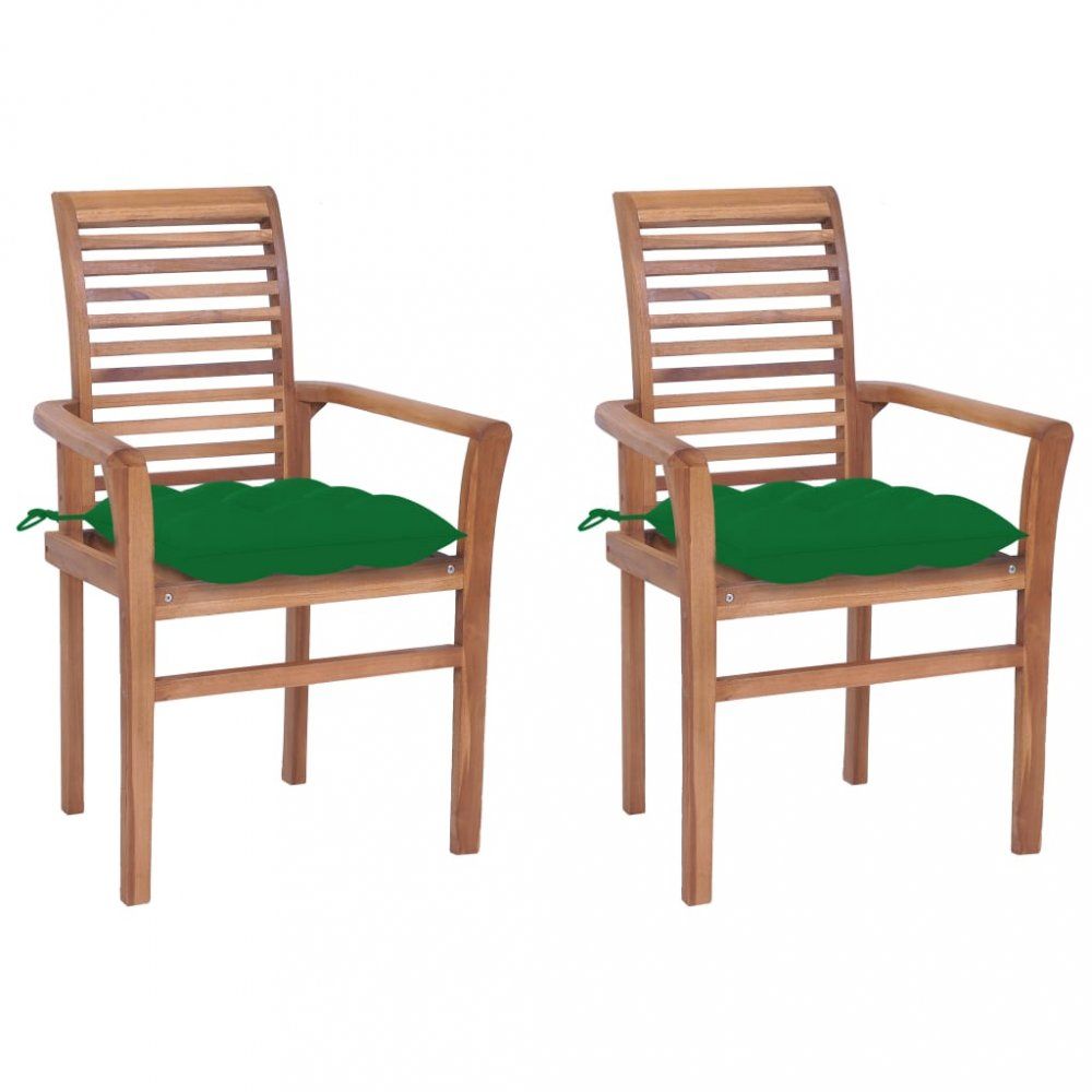 Zahradní jídelní židle s poduškou 2 ks teak Dekorhome Zelená - DEKORHOME.CZ