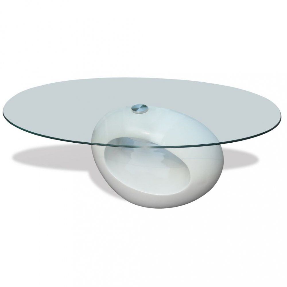 Konferenční stolek lamino / sklo Dekorhome Bílá lesk - DEKORHOME.CZ
