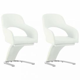 Jídelní židle 2 ks umělá kůže / chrom Dekorhome Bílá