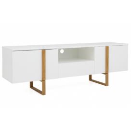 Matně bílý lakovaný dřevěný TV stolek Tenzo Birka 177 x 43 cm