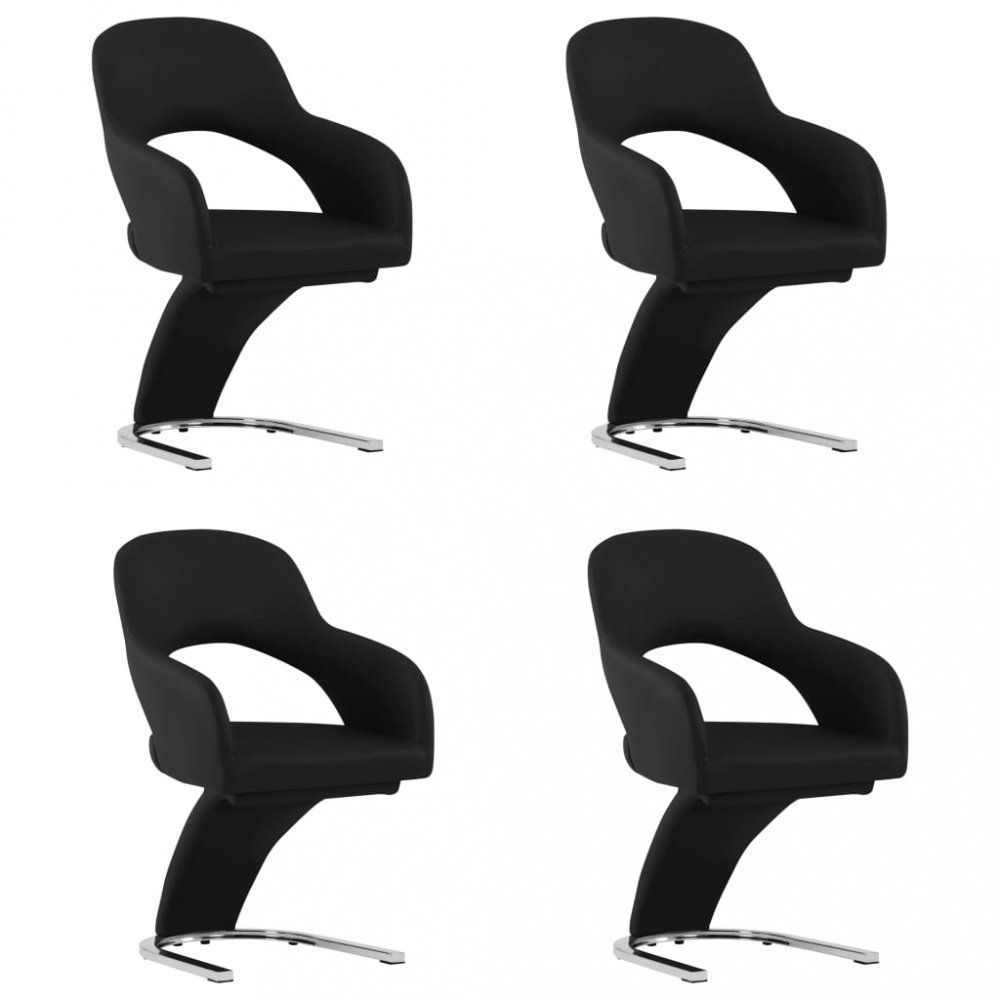 Jídelní židle 4 ks umělá kůže / chrom Dekorhome Černá - DEKORHOME.CZ