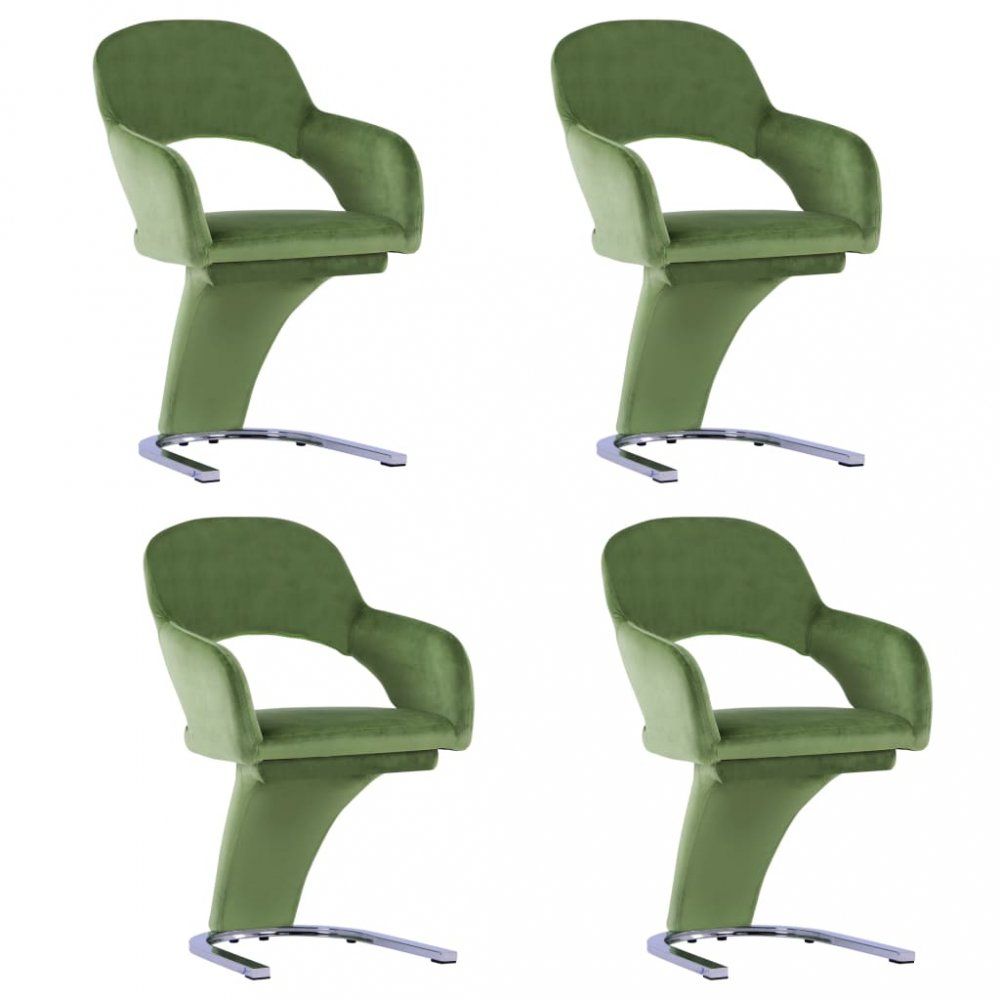 Jídelní židle 4 ks samet / chrom Dekorhome Zelená - DEKORHOME.CZ