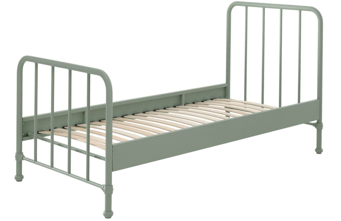 Matně zelená kovová postel Vipack Bronxx 90 x 200 cm - Designovynabytek.cz