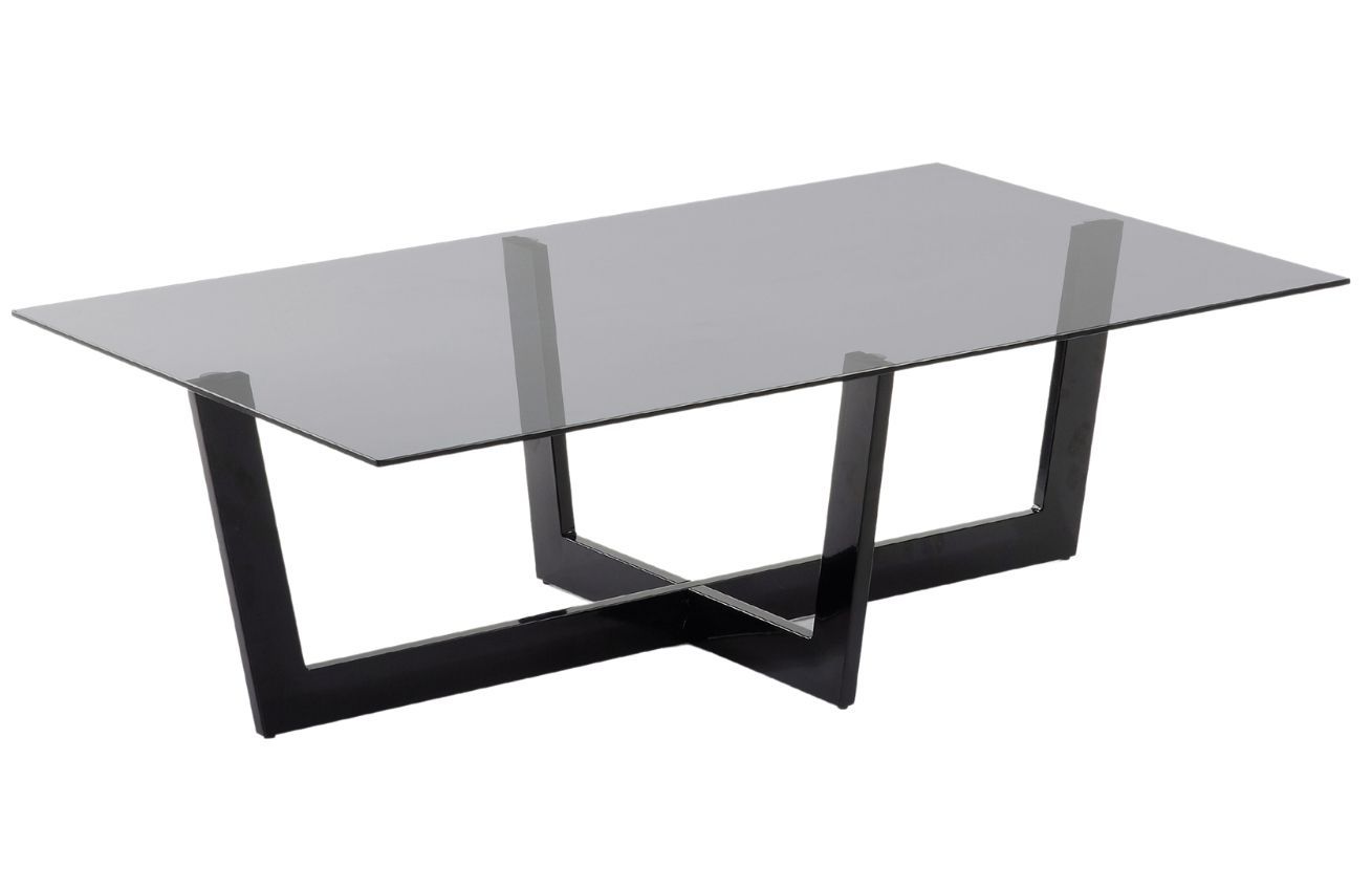 Kouřově šedý skleněný konferenční stolek Kave Home Plam 120 x 70 cm - Designovynabytek.cz
