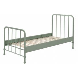 Matně zelená kovová postel Vipack Bronxx 90 x 200 cm