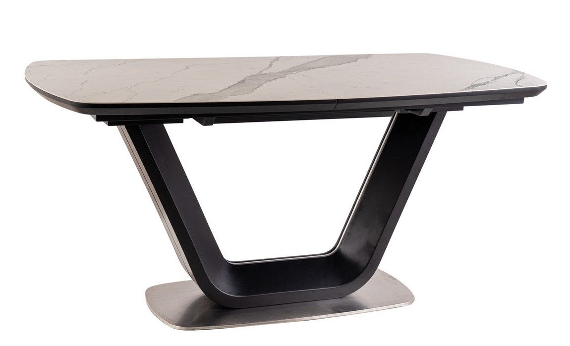 Casarredo Jídelní stůl rozkládací 160x90 ARMANI ceramic bílý mramor/černý mat - ATAN Nábytek