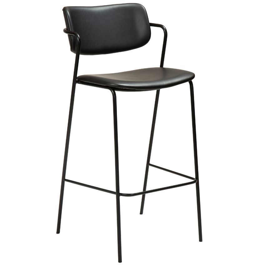 Černá barová židle z imitace kůže DAN-FORM Denmark Zed, výška 107 cm - Bonami.cz