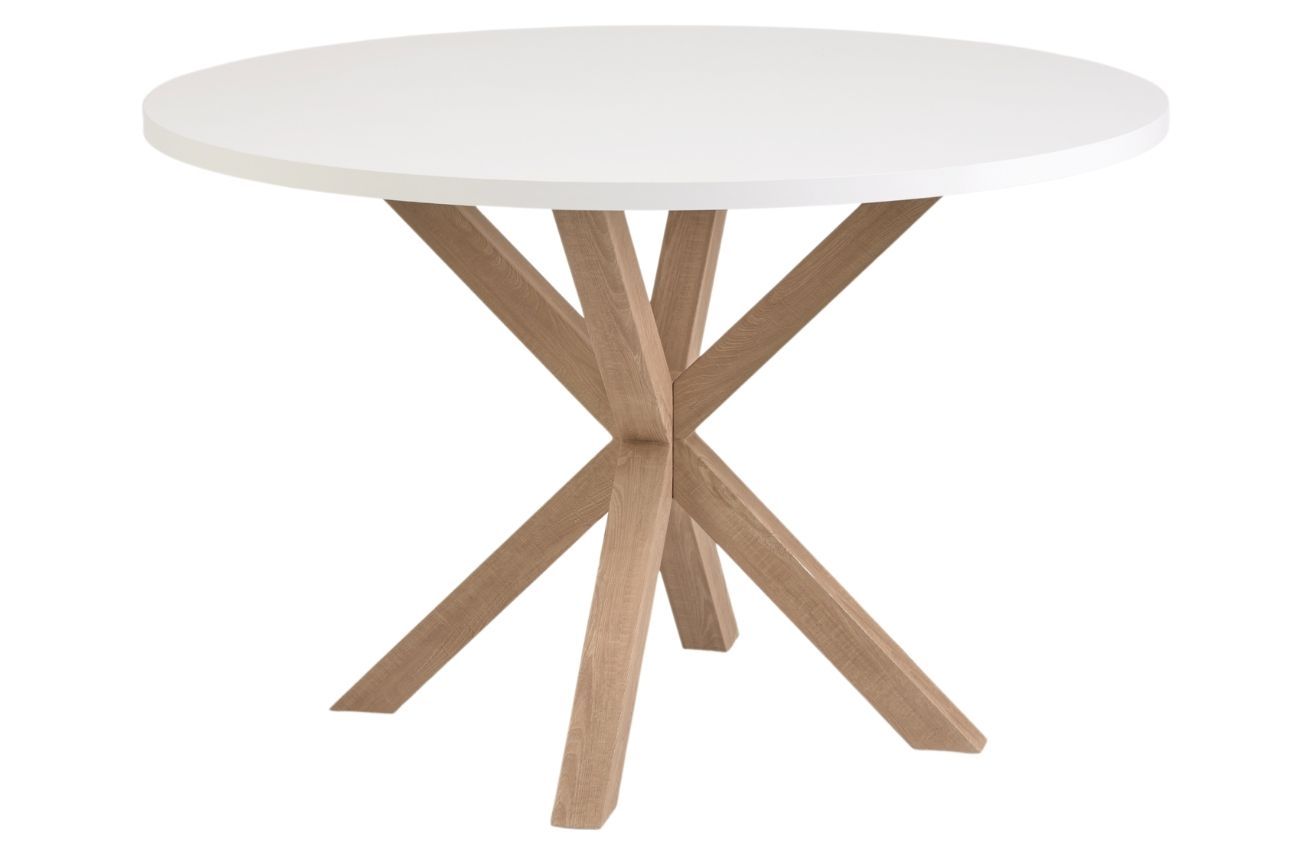 Bílý jídelní stůl Kave Home Argo 120 cm s přírodní kovovou podnoží - Designovynabytek.cz
