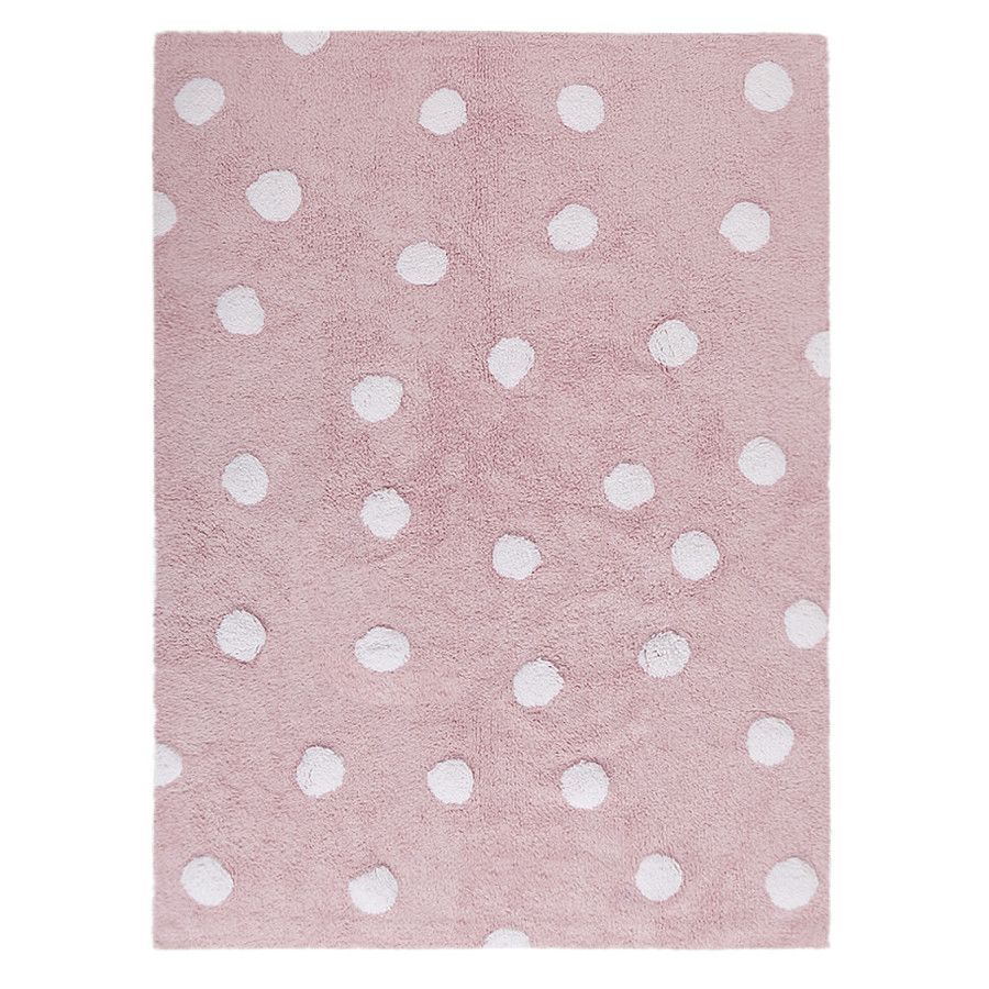 Lorena Canals Pro zvířata: pratelný koberec Polka Dots bílá, růžová 120x160 cm - ATAN Nábytek
