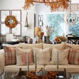 podzimní dekorace v obýváku