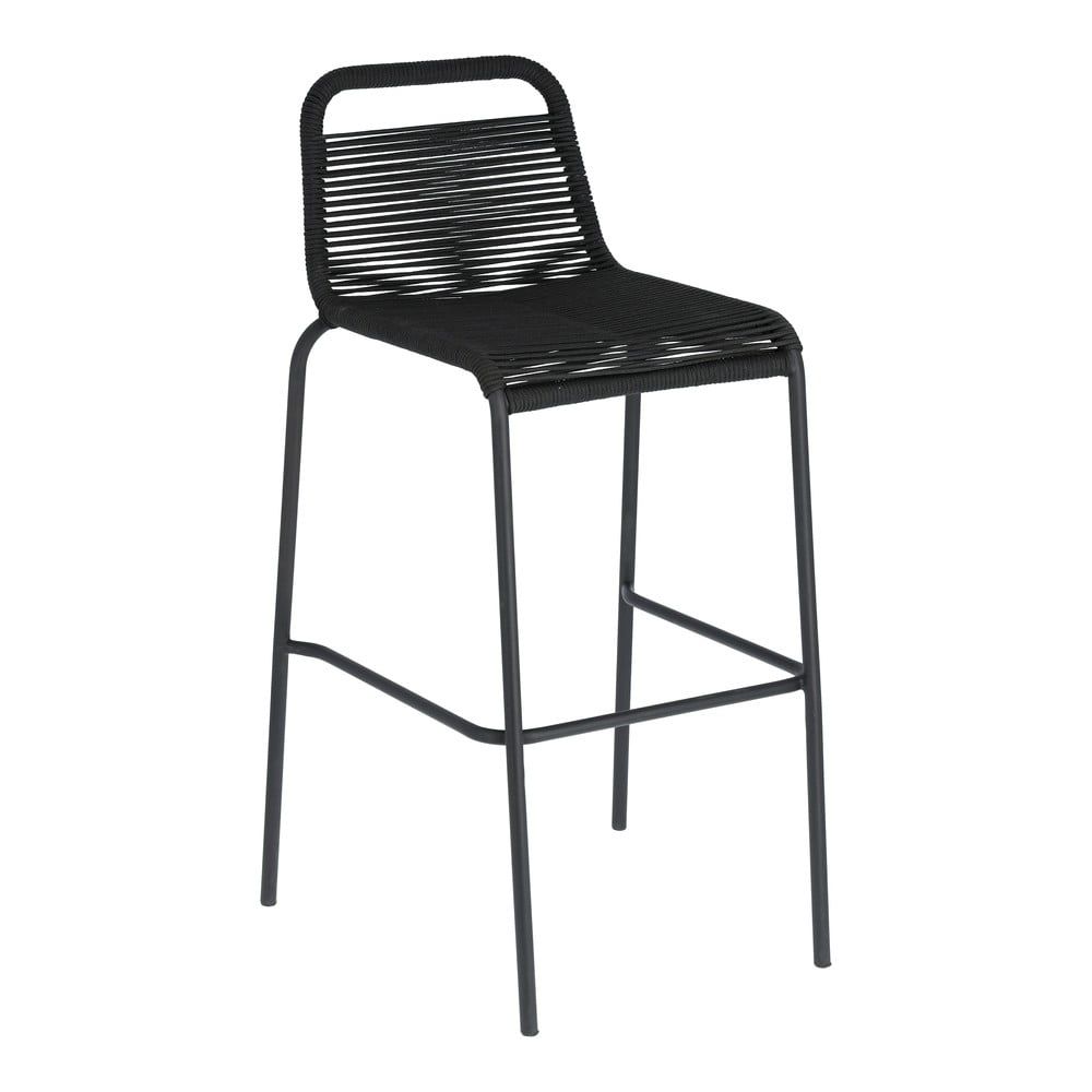 Černá barová židle s ocelovou konstrukcí Kave Home Glenville, výška 74 cm - Bonami.cz