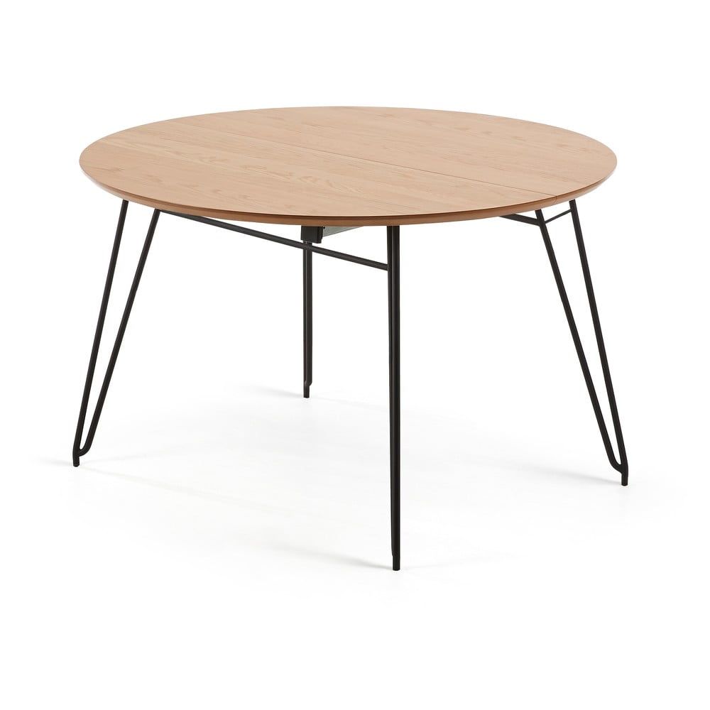 Rozkládací jídelní stůl s deskou v dubovém dekoru Kave Home Novaks, ø 120 cm - Bonami.cz