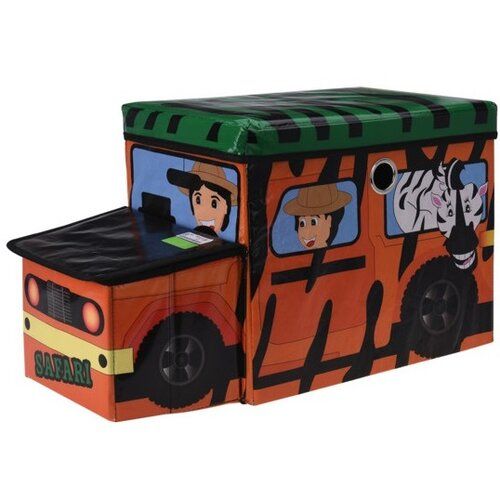 Dětský úložný box a sedátko Safari bus oranžová, 55 x 26 x 31 cm - 4home.cz