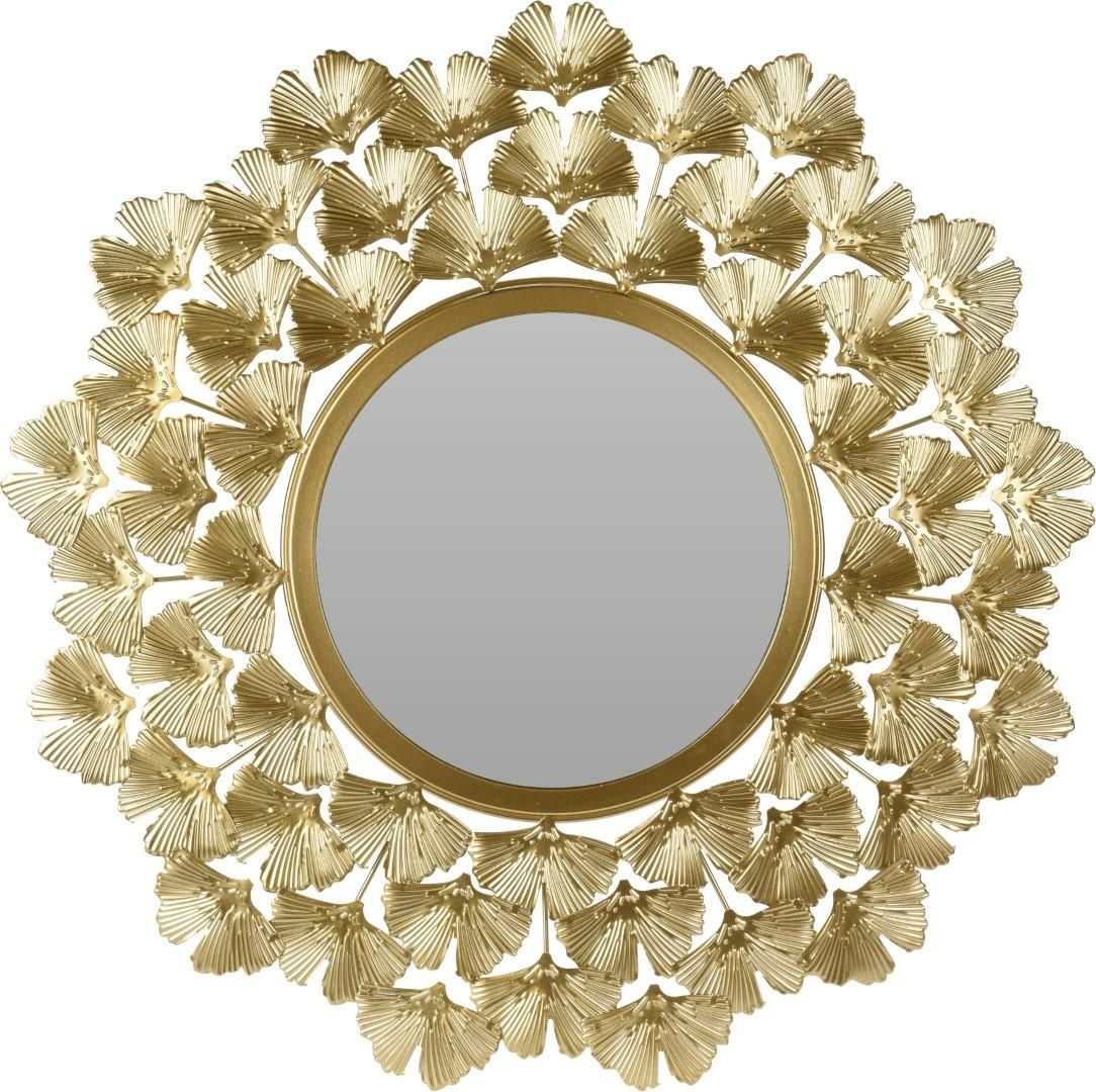 Home Styling Collection Zlaté dekorační zrcadlo, O 55 cm, v kovovém rámu - Mobler.cz