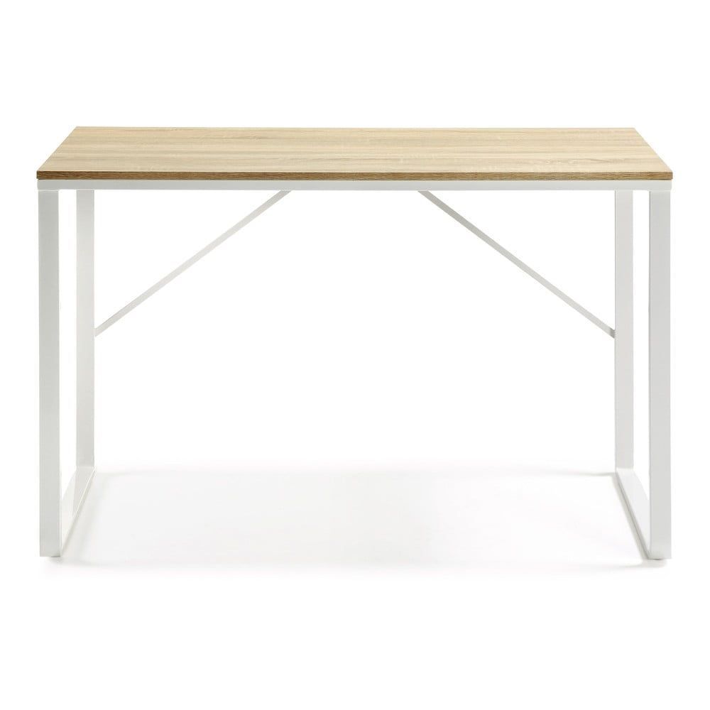Bílý psací stůl s deskou v dřevěném dekoru Kave Home Lisbet - Bonami.cz