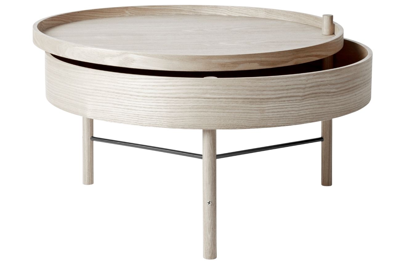 Audo CPH Bíle bělený dubový konferenční stolek AUDO TURNING 65 cm - Designovynabytek.cz
