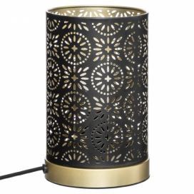 Atmosphera Stolní lampa s prolamovaným stínidlem GYPSY, O 13 cm, černá a zlatá barva