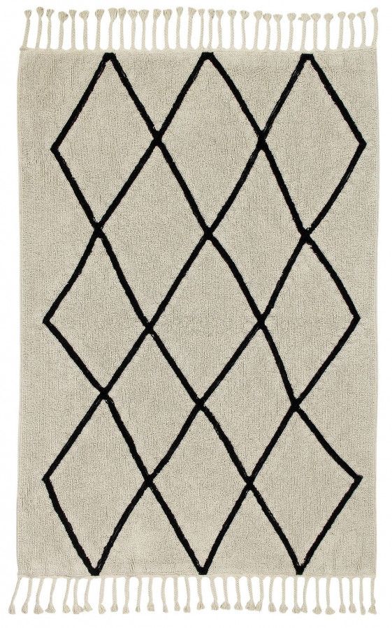 Lorena Canals Bio koberec kusový, ručně tkaný Bereber černá, béžová 140x200 cm - ATAN Nábytek