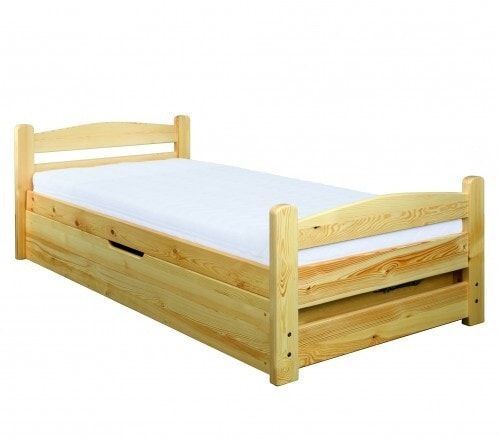 Drewmax Drewmax Vyvýšená borovicová postel LK144 90 x 200 cm s úložným prostorem + výklopný lamelový rošt - maxi-postele.cz