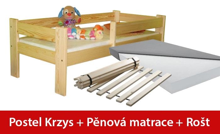 Maxi-drew Maxi-drew Set postele KRZYS 70 x 160 cm + pěnová matrace + rošt - maxi-postele.cz