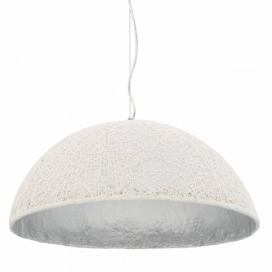 Závěsná lampa 70 cm Dekorhome Bílá / stříbrná