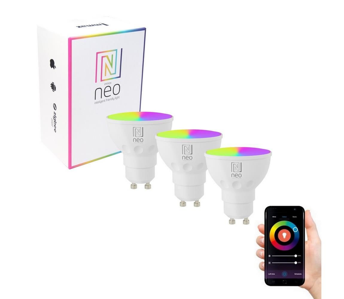  NEO SMART sada 3x žárovka LED GU10 6W RGB+CCT+CCT barevná a bílá, stmívatelná, WiFi 07724C -  Svět-svítidel.cz