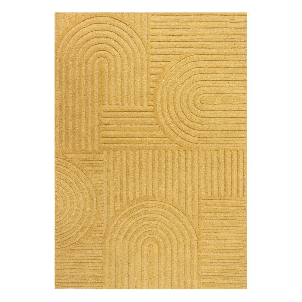 Žlutý vlněný koberec Flair Rugs Zen Garden, 160 x 230 cm - Bonami.cz
