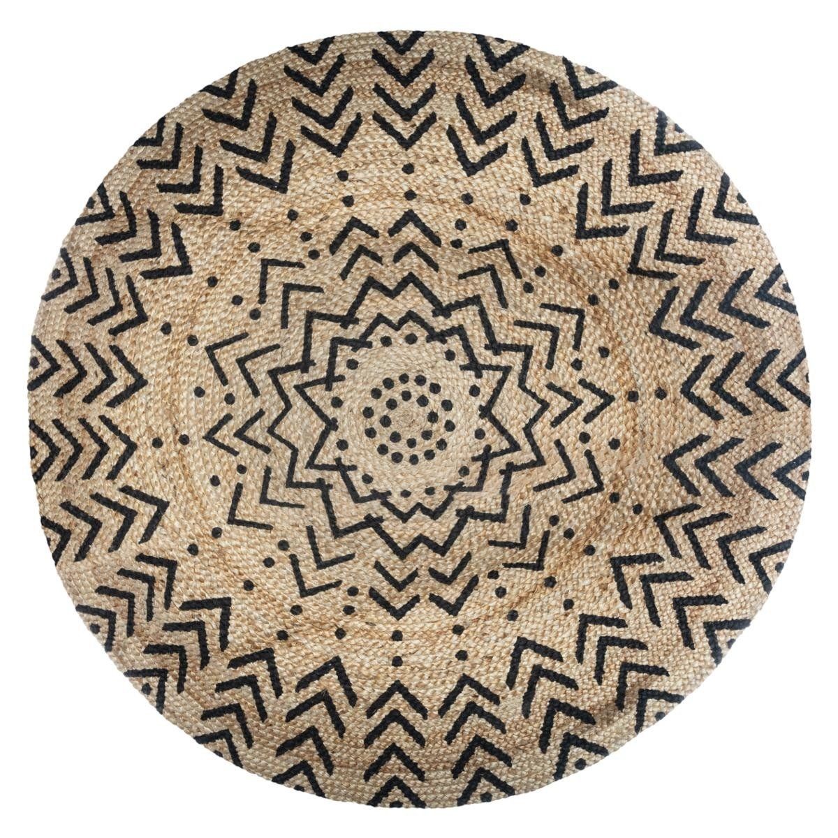 Atmosphera Jutový koberec, kulatý, O 120 cm, geometrický vzor - EMAKO.CZ s.r.o.