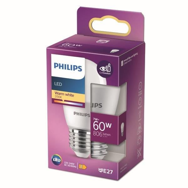 Philips 8718699772253 LED žárovka 1x7W E27 806lm 2700K teplá bílá, matná bílá, Eyecomfort - Svítidla FEIM