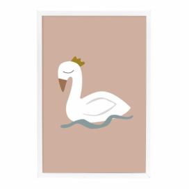 Nástěnný plakát v bílém rámu Bloomingville Mini Xander Swan, 45 x 65 cm