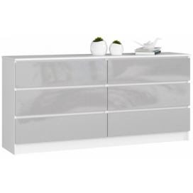 Ak furniture Komoda Rollo V 160,4 cm bílá/šedá lesklá