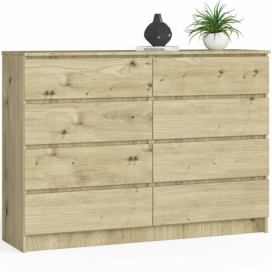 Ak furniture Komoda Kuba 140 cm 8 šuplíků dub artisan