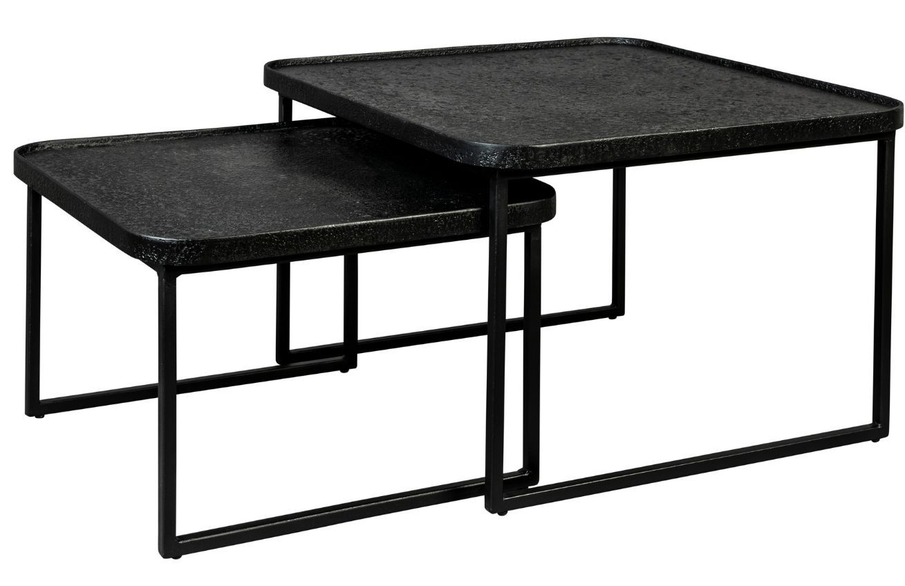 Set dvou černých kovových konferenčních stolků DUTCHBONE WINSTON 60/50 cm - Designovynabytek.cz